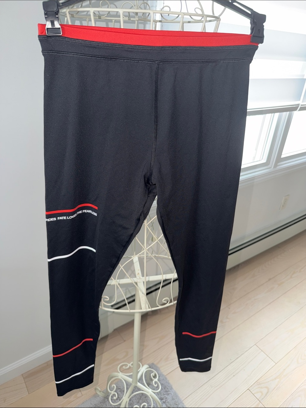 Forever 21 Black Leggings with Orange/Red and White Accents